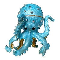 octopus hinged trinket box bejeweled hand painted ring holder animal collectible figurine decoration