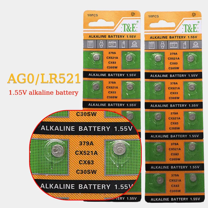 10-100 шт. AG0 LR521 кнопочная щелочная батарея 1 55 В типа таблетка SR521SW LR69 GP379 CX63 D379 379 179 379A