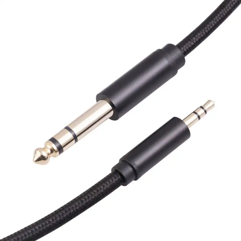 

Black Audio Cable Connected To Mobile Phone Computer Adapter For Mixer Amplifier Gold Plated 3.5mm Stereo Male Audio 2023