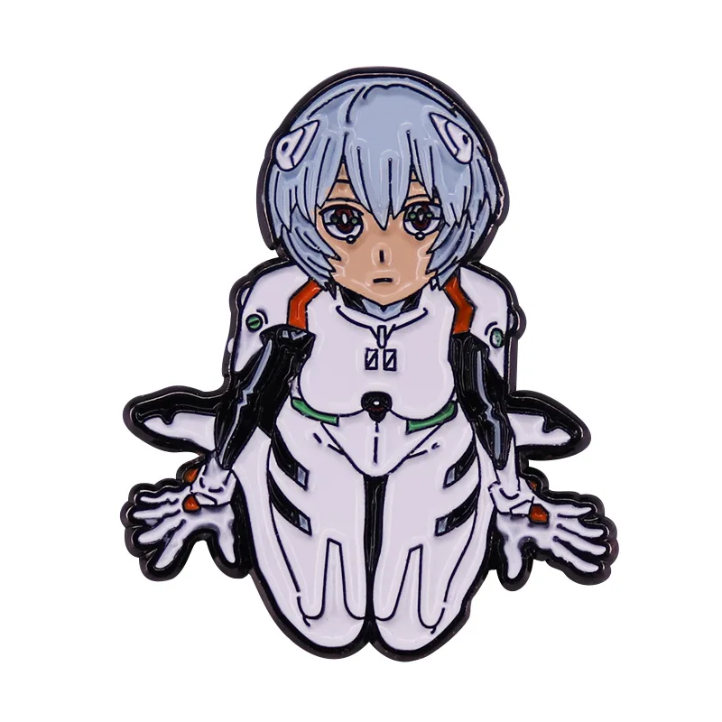 

3CM Anime NEON GENESIS EVANGELION EVA Ayanami Rei Kawaii Figure brooch Metal badges Model Cosplay props Fans Collection Gifts