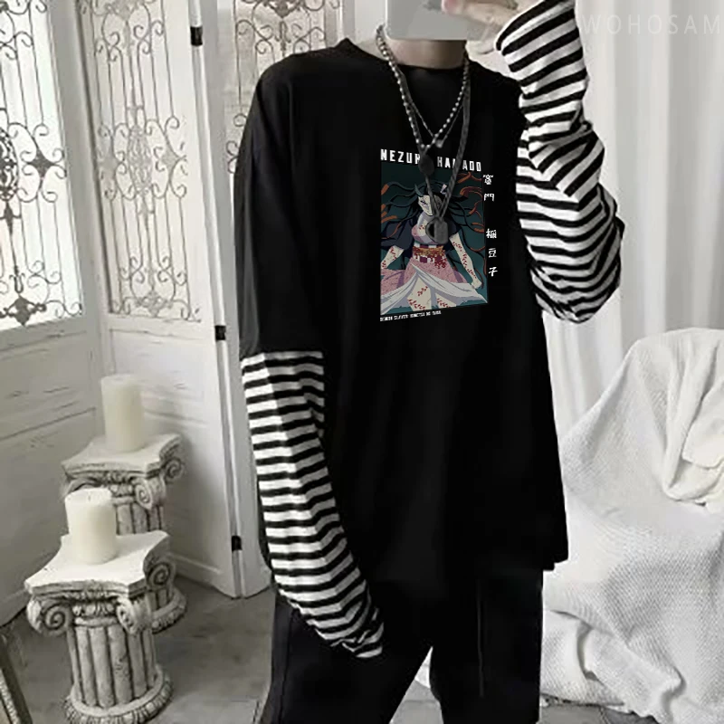 Футболка мужская с длинным рукавом смешная рубашка аниме рассекающий демонов