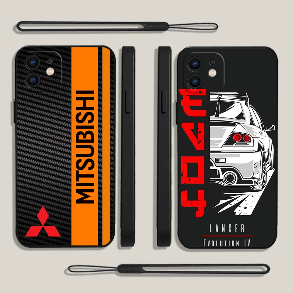 

Japan JDM Sports Car Mitsubishi Phone Case For Samsung Galaxy S23 S22 S21 S20 Ultra Plus FE S10 Note 20 Plus With Lanyard Cover
