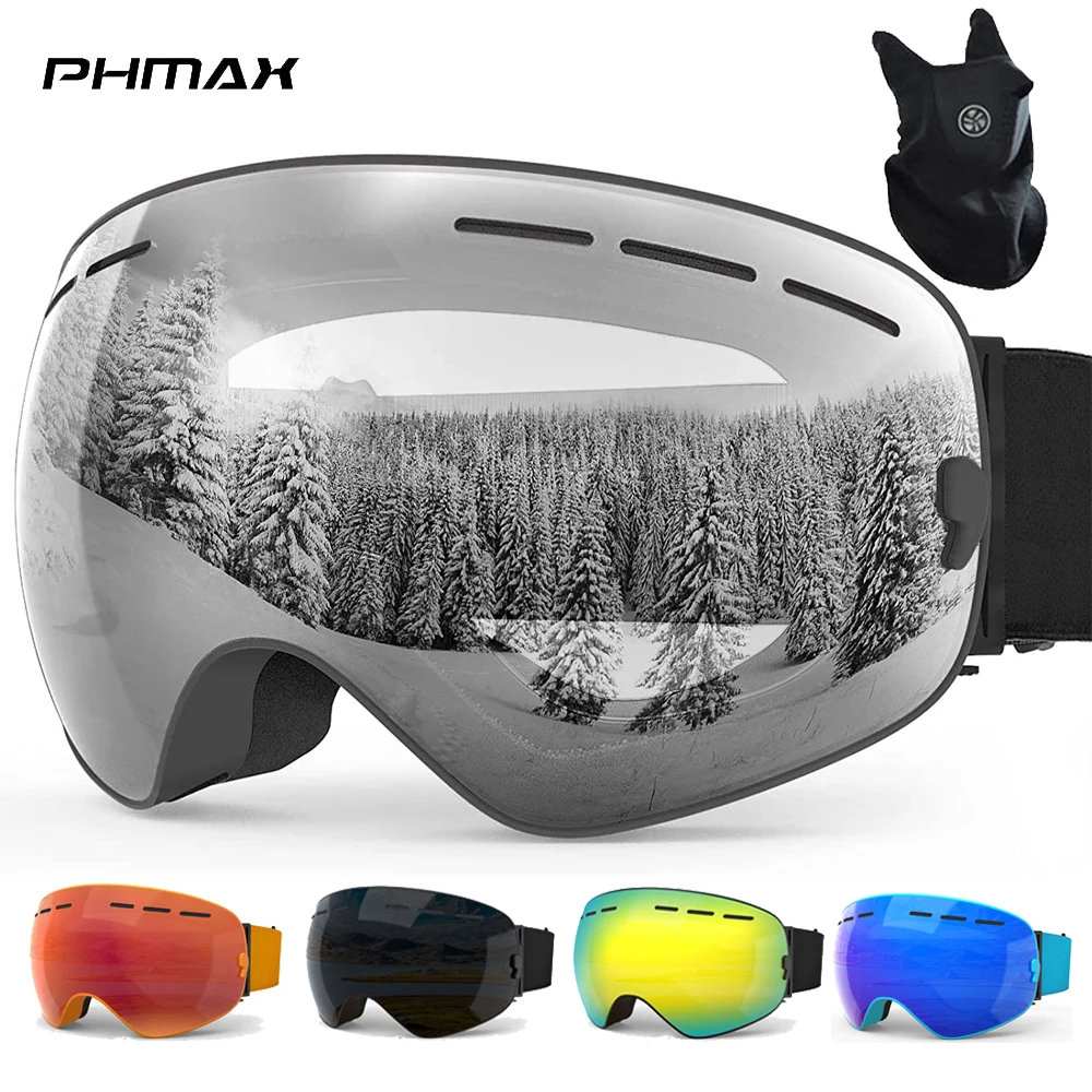 

PHMAX Ski Goggles UV Protection Anti-Fog Snowboard Glasses Detachable Lens for Adult and Junior Outdoor Sport Snow Goggles