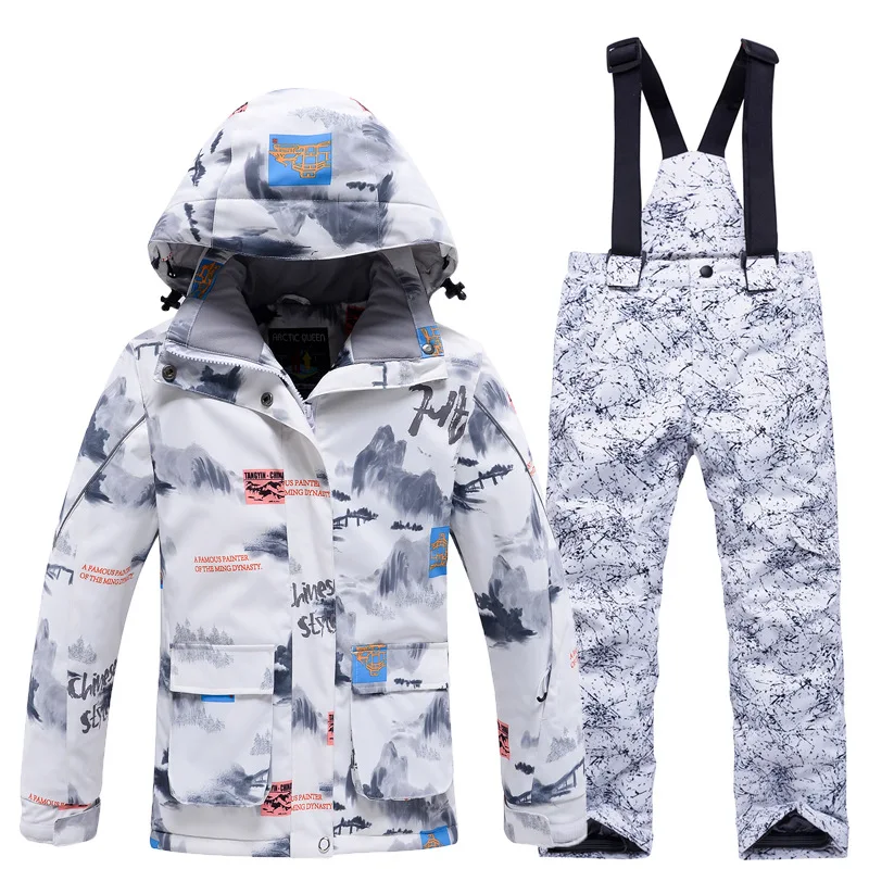 New Winter Children Ski Suit Windproof Waterproof Warm Snow Suit Girls Boys Skiing Snowboarding Jacket and Pants Set for Kids