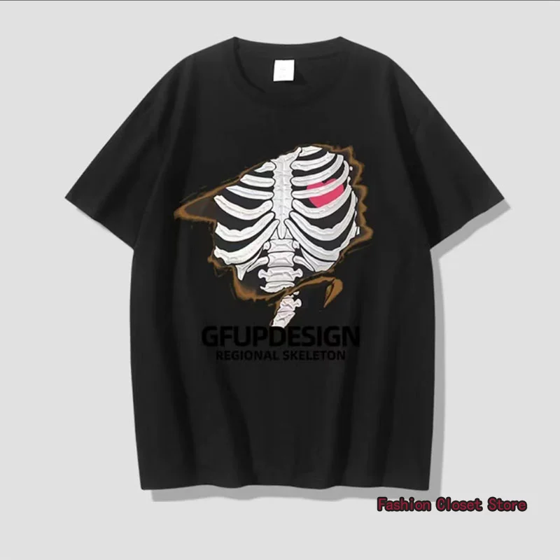 Популярные товары 2022 Мужская футболка с принтом скелета уличные Простые Модные
