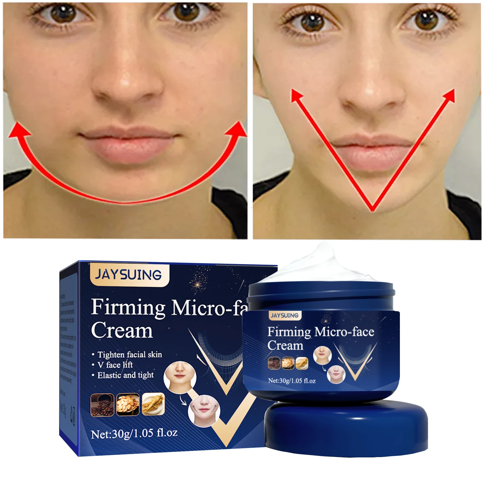 V-Shape Firming Face-Lift Cream Lifting Tighten Skin Smooth Anti Aging Moisturizing Pore Minimize Cheek Slimming Beauty Products