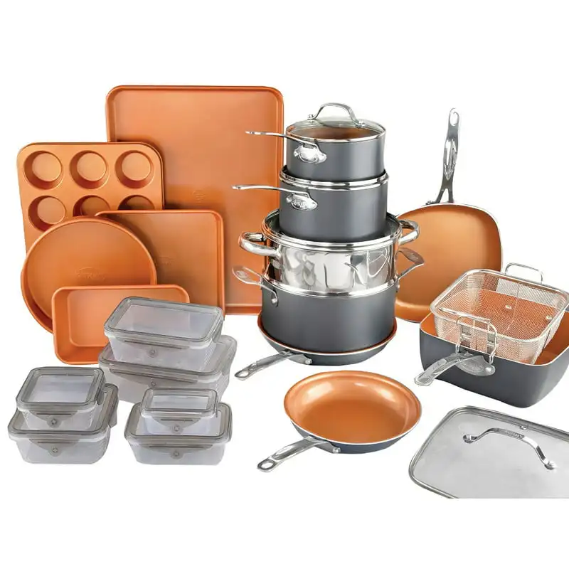 

32 Piece Cookware Set, Bakeware and Food Storage Set, Nonstick Pots and Pans