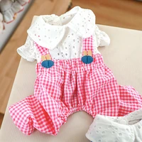 summer thin dog jumpsuit clothes plaid splicing soft and comfortable casual dogs cat clothes for yorkshire poodle puppy clothing