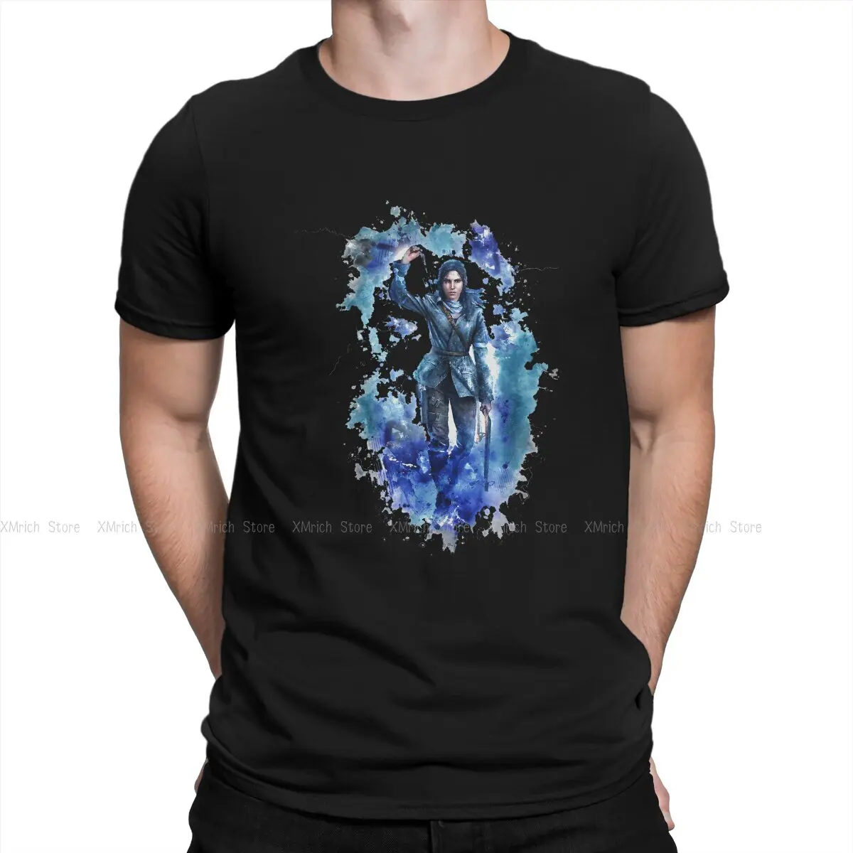 

Painting Cool Man's TShirt Tomb Raider Lara Croft Adventure Game Film O Neck Tops 100% Cotton T Shirt Funny High Quality