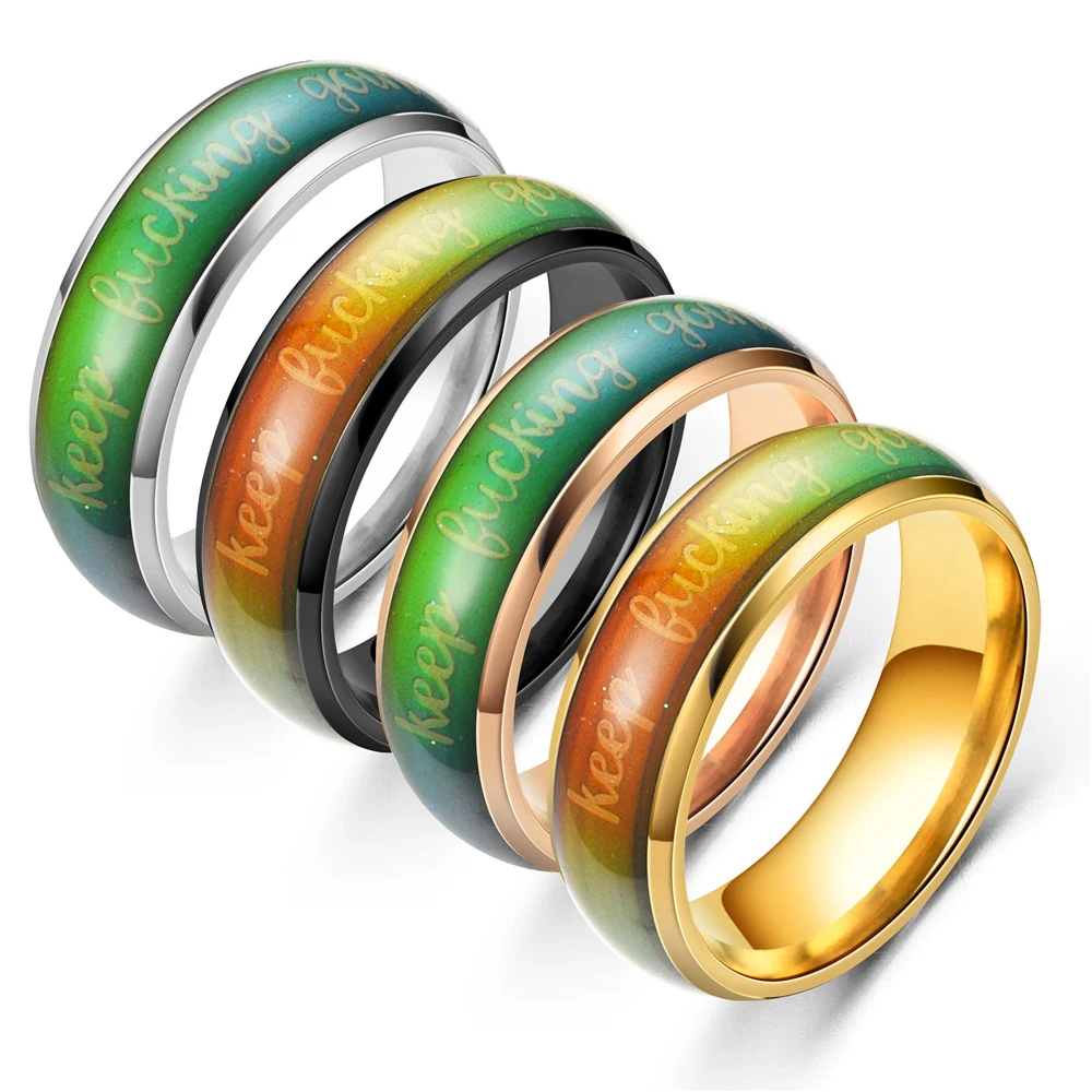 

TOOCNIPA Inspirational Thanksgiving Ring Stainless Steel Temperature Change Color Ring For Women Men Lovers Rings Couple Rings