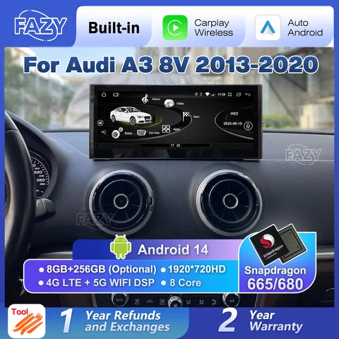 Qualcomm 680 Беспроводной Carplay Android Auto Радио Сенсорный экран для Audi A3 8V 2013-2020 GPS Стереоплеер Навигация DSP 4G WIFI