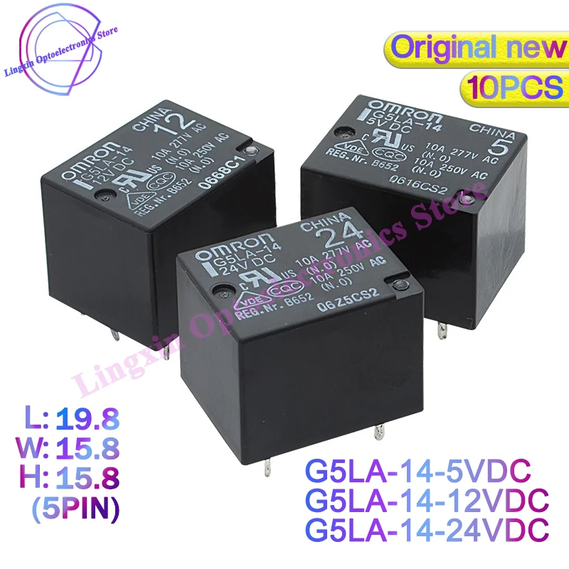 

10pcs/lot New original Omron relay G5LA-14 DC5/12/24V G5LA-14-5VDC G5LA-14-12VDC G5LA-14-24VDC T73 5pin 10A one open one closed