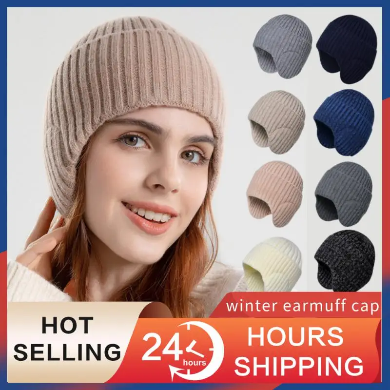 

10Pcs/Lot Knitted Hat Winter Thermal Running Sports Hats Soft Stretch Fitness Warm Ear Cover Snowboard Cycling Ski Windproof Cap