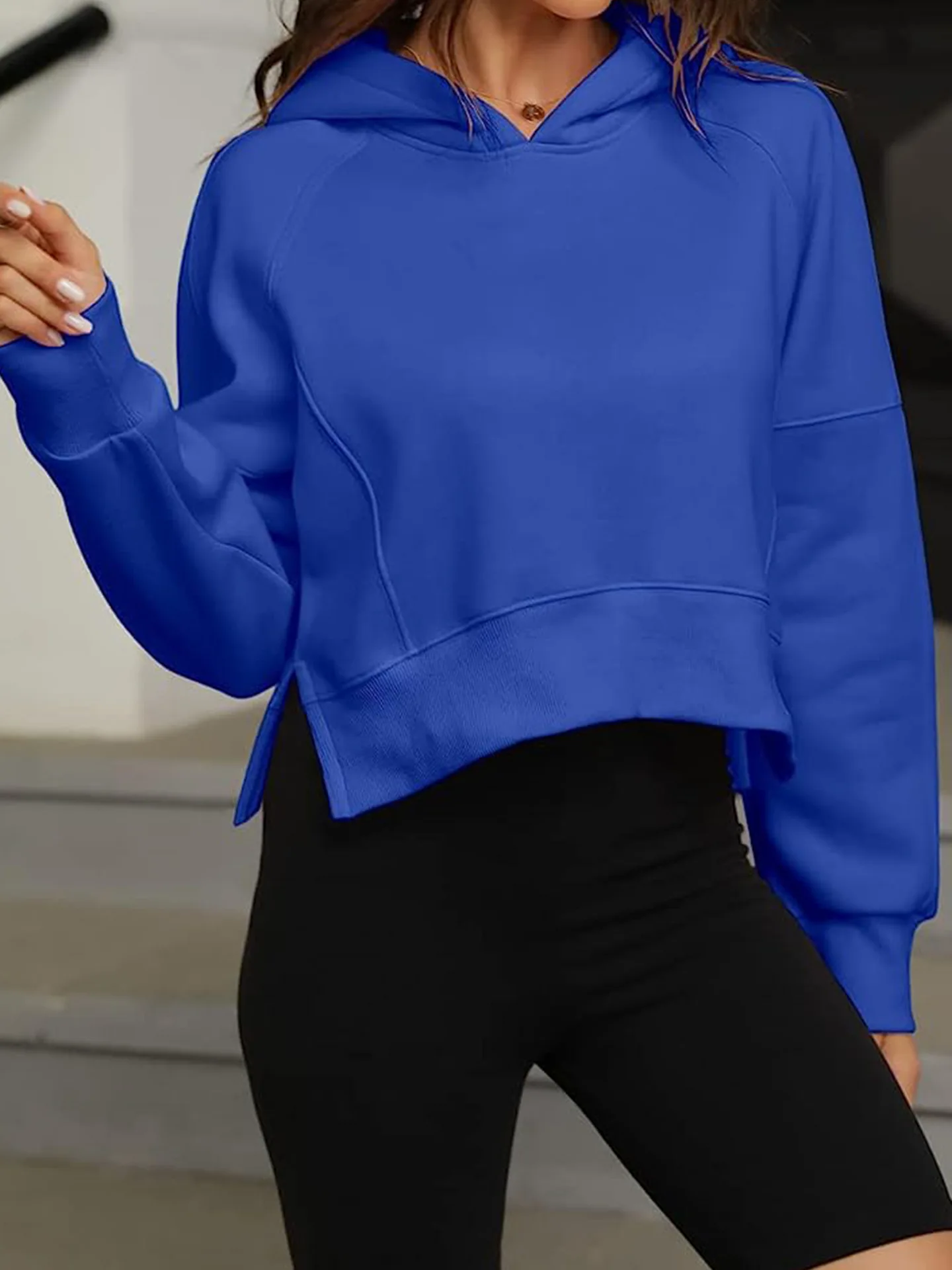 

Female spring autumn round neck sweatshirt short hoodie