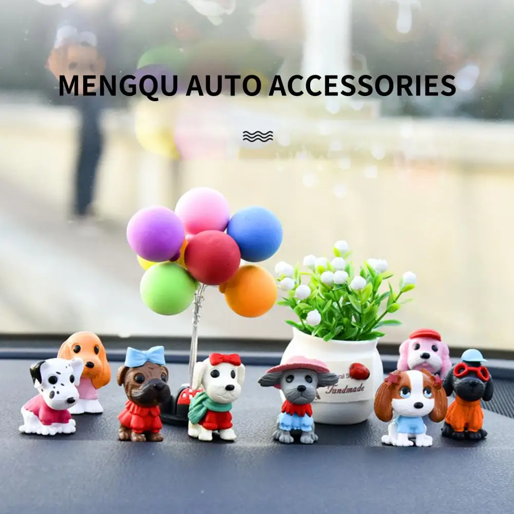 

Car Decoration 8Pcs Lovely Hand Painted Portable Assorted Miniature Resin Dog Toy Figures for Home