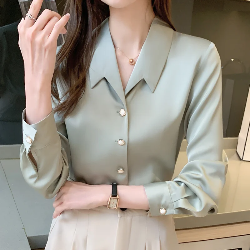 

Autumn Fashion Long Sleeve Chiffon Blouse Women's Shirt Turn Down Collar Blouse Women's Tops Femme Season 2022Jacket Chic