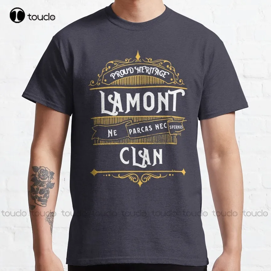

Классическая футболка с надписью «Lamont Clan: Proud Heritage», футболки для колледжа, футболки для подростков, унисекс, футболка с цифровой печатью, ро...
