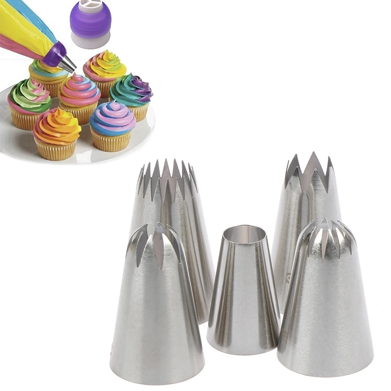 

5pcs / Set Large Russian Cake Cream Icing Piping Pastry Nozzle Tips Baking Tools