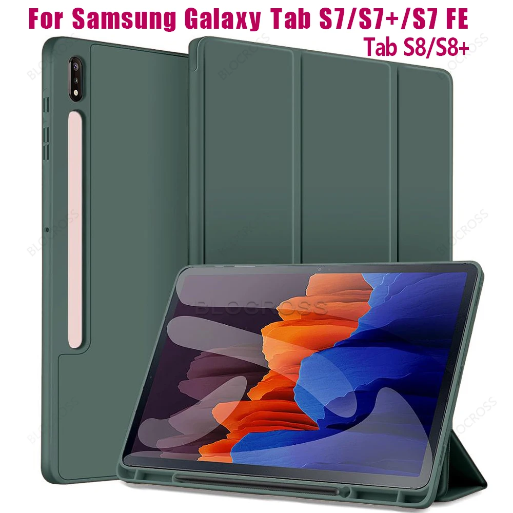 

Магнитный чехол для Samsung Galaxy Tab S7 FE LTE 12,4 дюйма с держателем для карандашей, чехол для Samsung Galaxy Tab S8 Plus 2022 с функцией автоматического сна