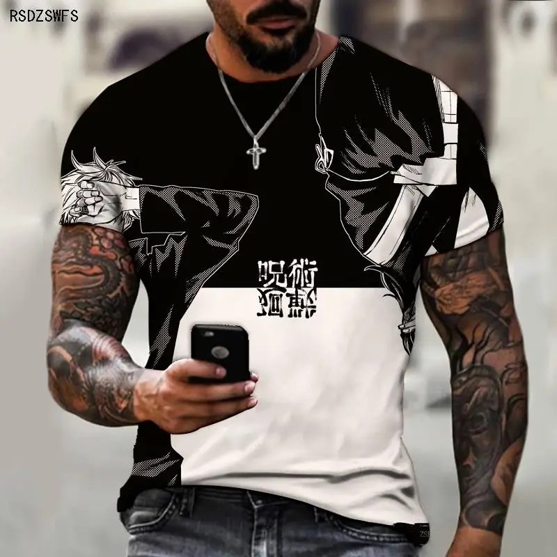 2021 New Summer Spells Return to Battle 3D Printing Anime Harajuku Men's Oversized T-shirt 5XL Loose and Breathable images - 1