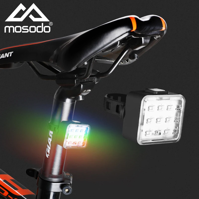 

Mosodo Bicycle Rear Light LED Bike Tail Light 7 Modes RGB USB Rechargeable Waterproof Warning Flash Lamp Cycling Road MTB Lights