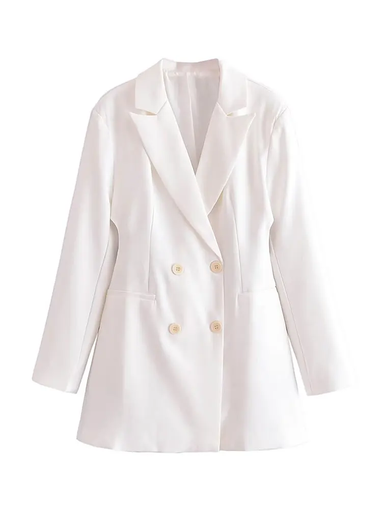 

Women's Solid Double Breasted Sexy Backless Blazer Fashion Elegant Lapel Long Sleeve Slim Coat Party Club Street Wear 2023