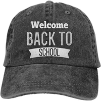 welcome back to school mens cotton classic cap adjustable buckle closure hat cowboy cap black