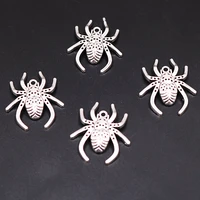 10pcs silver plated punk harajuku style spider pendant diy charm necklace earrings jewelry crafts metal accessories m1297