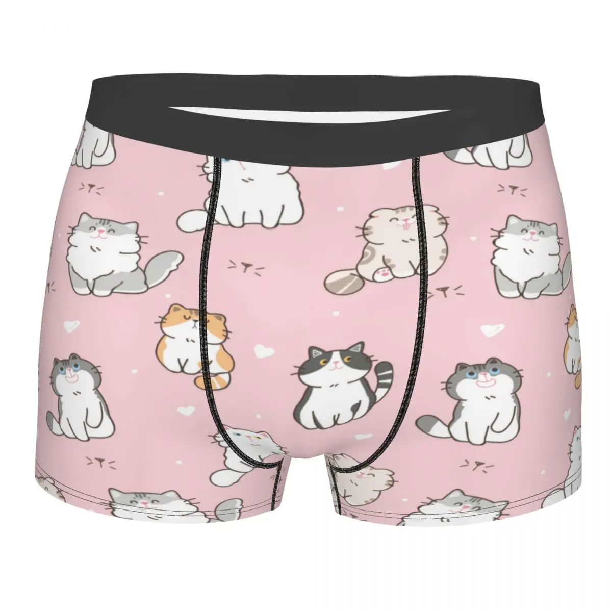 

Men's Panties Underpants Boxershorts Cute Cartoon Cat Pink Print Underwear for Man Sexy Male Boxer Shorts