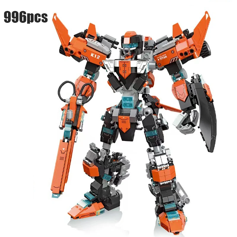 

2022 new form five-in-one Titan Knight mecha fit deformation robot splicing building blocks children gift toys