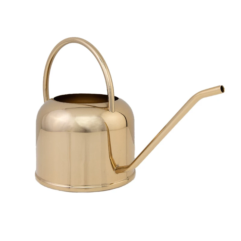 Shiny Gold Metal Watering Can, 14.75