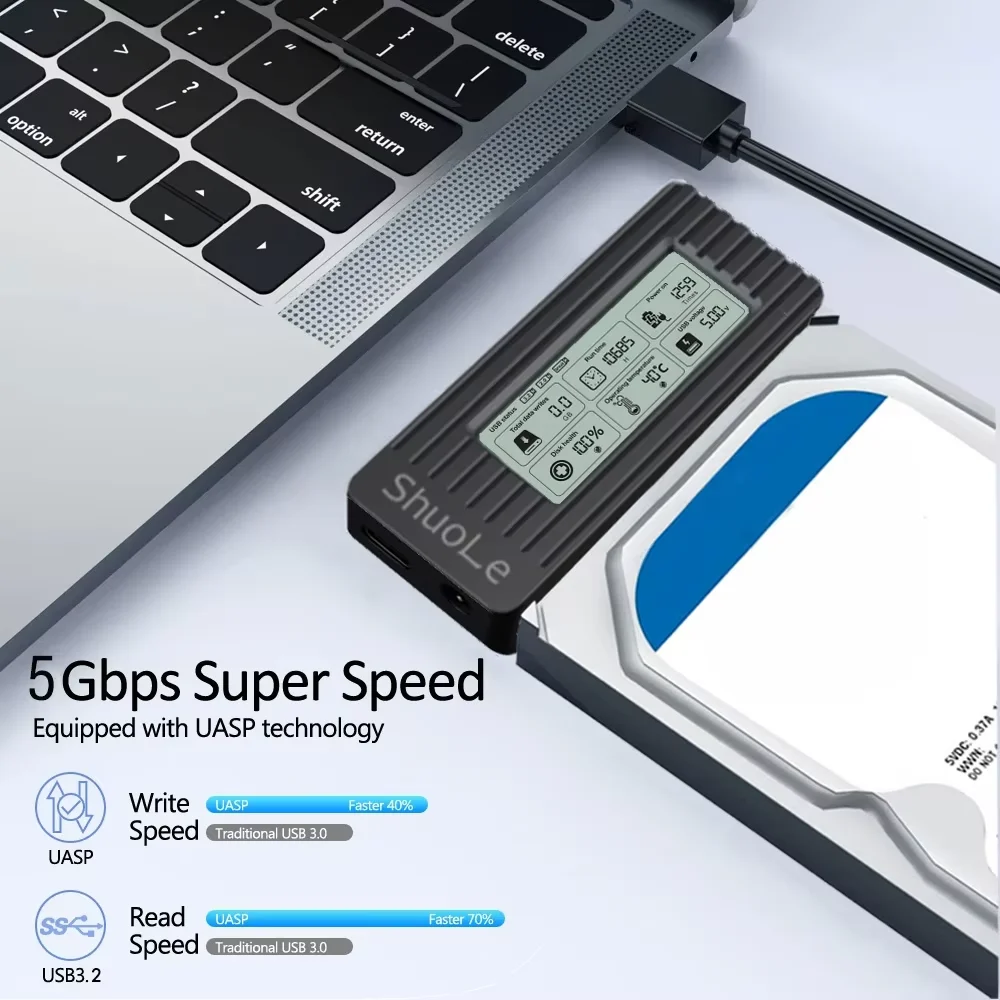 Фото Кабель-переходник KEBIDU USB-SATA, USB 3.2/3.0 на SATA, для 2,5-дюймовых SSD/HDD, внешние аксессуары №5