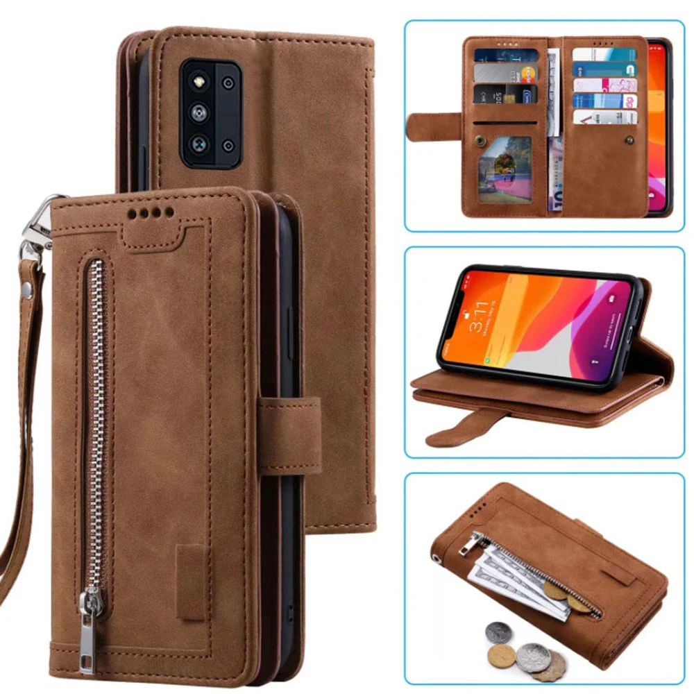 

9 Cards Wallet Case For Samsung F52 5G Case Card Slot Zipper Flip Folio with Wrist Strap Carnival For Samsung F52 SM-E5260 Cover