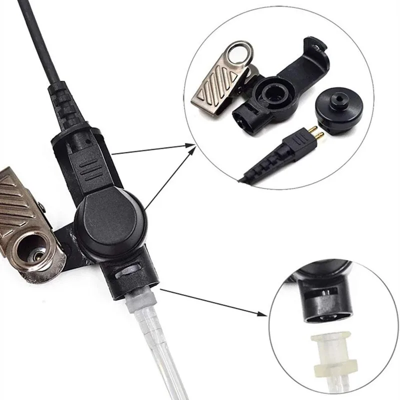 2 Wire Acoustic Tube Earpiece Mic Compatible with Motorola Ht750 Ht1250 HT1250LS HT1550 HT1550XLS GP140 GP240 GP280 GP328 GP330