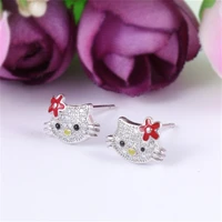 new sanrio hello kitty fashion earrings sweet small fresh jewelry safflower kitty cat earrings ladies mens accessories gifts