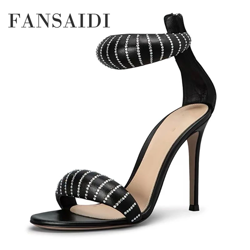 

Женские босоножки на шпильке FANSAIDI, модные сандалии на прозрачном каблуке, большой размер 40, 41, 42, 43, для зрелых женщин на лето, 2022