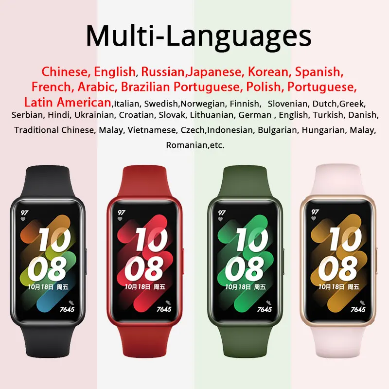 НОВЫЙ Huawei Band 7 Smart Blood Oxygen 1 47 'ɺMOLED-экран Датчик сердечного ритма Smartband 2 недели