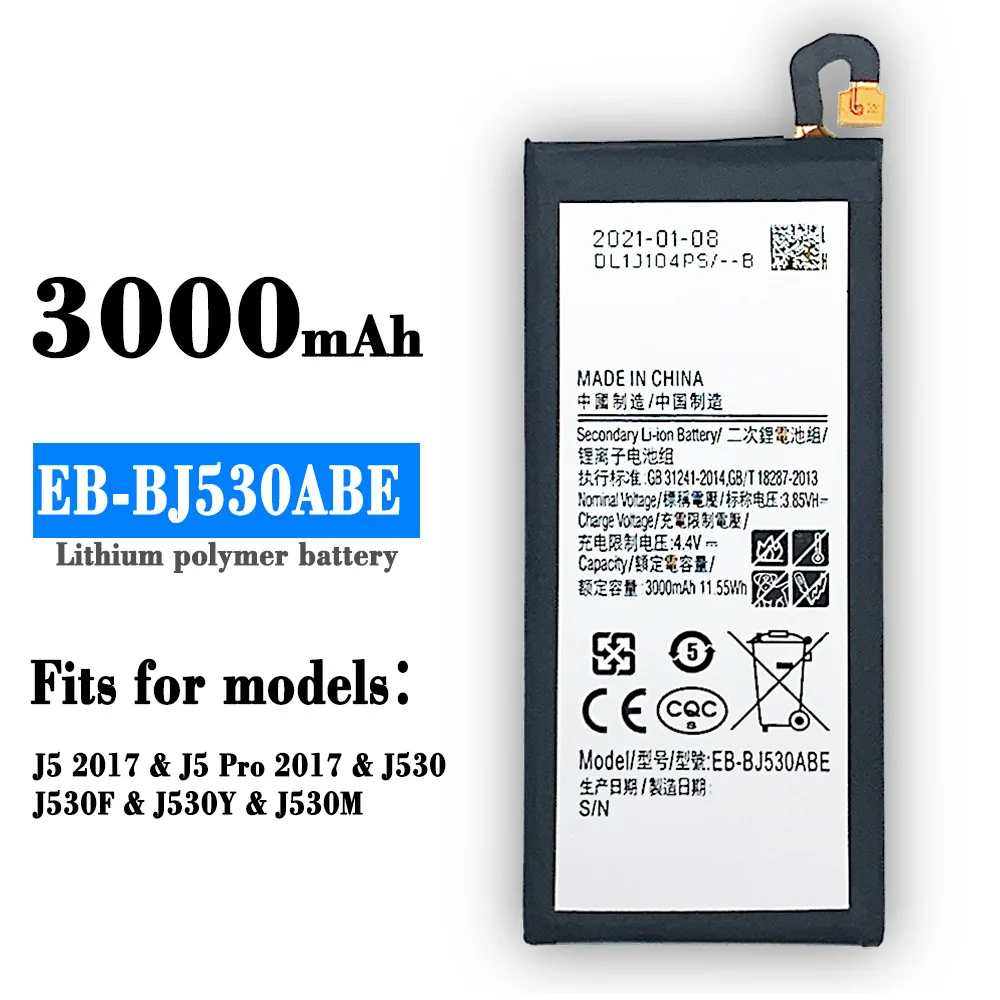 

100% Origina Battery EB-BJ530ABE For SAMSUNG Galaxy J5 2017 SM-J530F 2017 Edition J530F J530G Mobile Phone Batteries