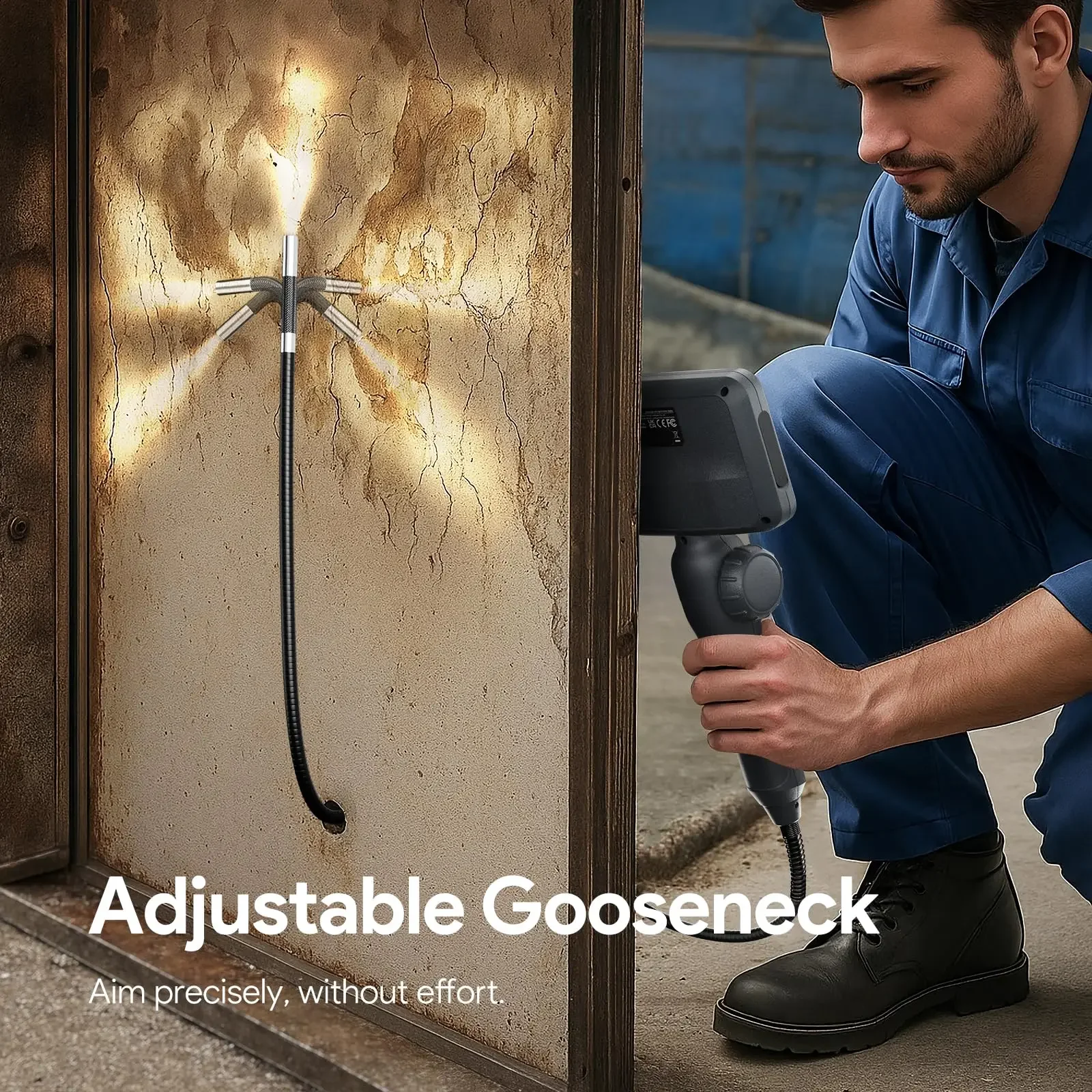 Фото Эндоскопическая камера DEPSTECH DS650-SL-1,5M 1080P, 210 °   Двусторонний шарнир, гибкая трубка длиной 1,5 метра, TF-карта 32 ГБ, регулируемый светодиод №3