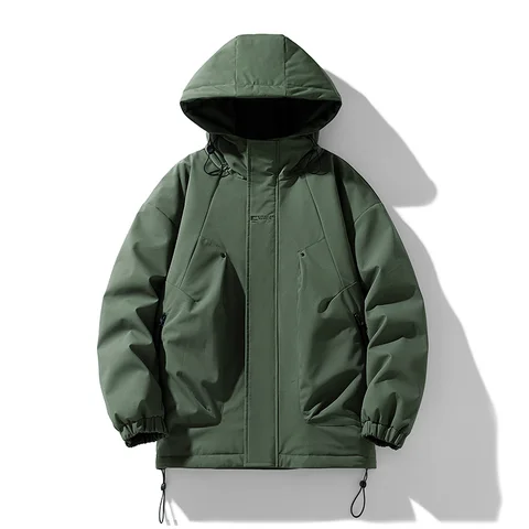 Сплошной цвет, универсальные мужские парки, уличная ветрозащитная мужская одежда с капюшоном, модная удобная хлопковая куртка, зимняя теплая