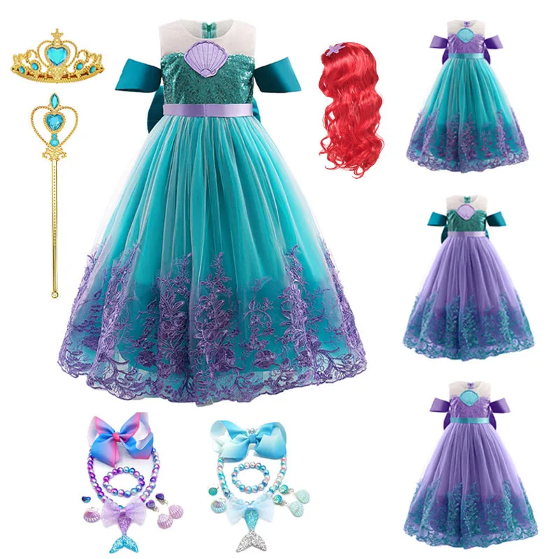 

Детский Костюм Русалки Ариэль, платье принцессы для косплея, детский нарядный костюм на Хэллоуин, детская одежда для карнавала, дня рождени...