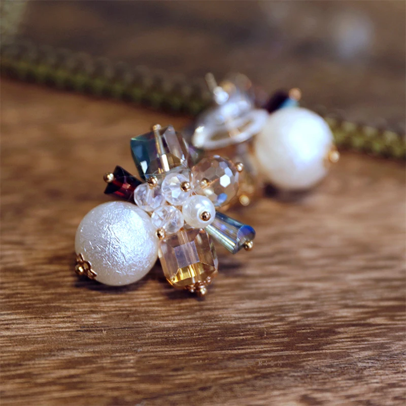 

New Elegant Colorful Beaded Earrings Daily Style Earrings Bridal Wedding Dress Accessories Earrings