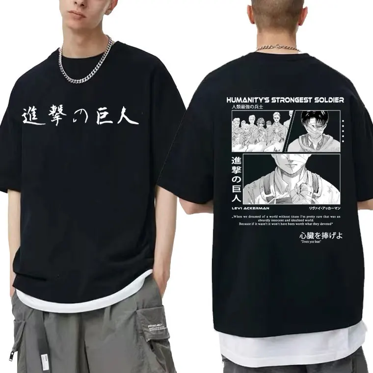 

Anime Unisex Manga Harajuku Streetwear Cartoon Attack on Titan Levi Ackerman Men T-shirt Summer Eren Yaeger Short Sleeve T Shirt