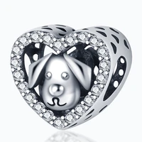 hot 925 sterling silver heart shaped dog head charm luxury beads fit pandora bracelet necklace for women 925 jewelry gift