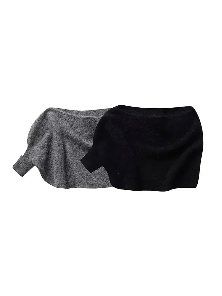 Женский трикотажный свитер на одно плечо с длинным рукавом