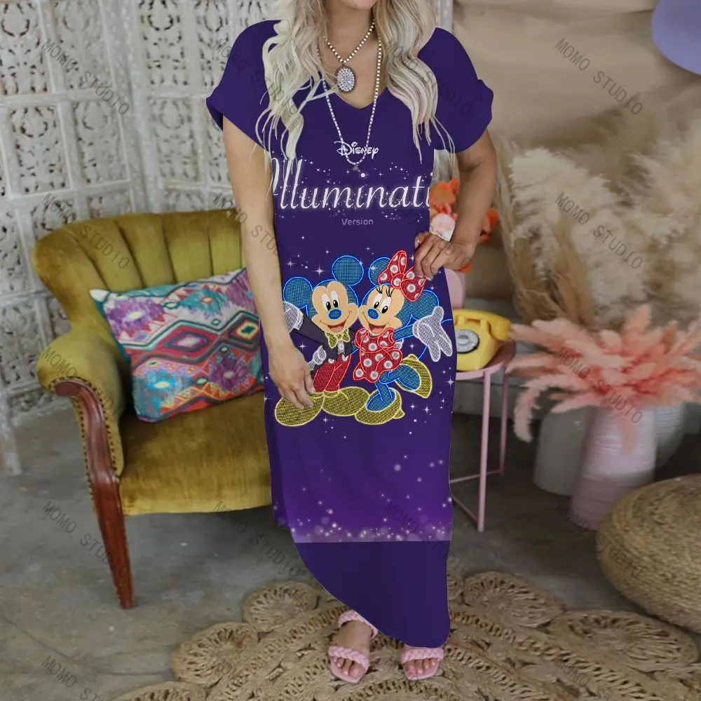 

Женское длинное платье с разрезом и V-образным вырезом