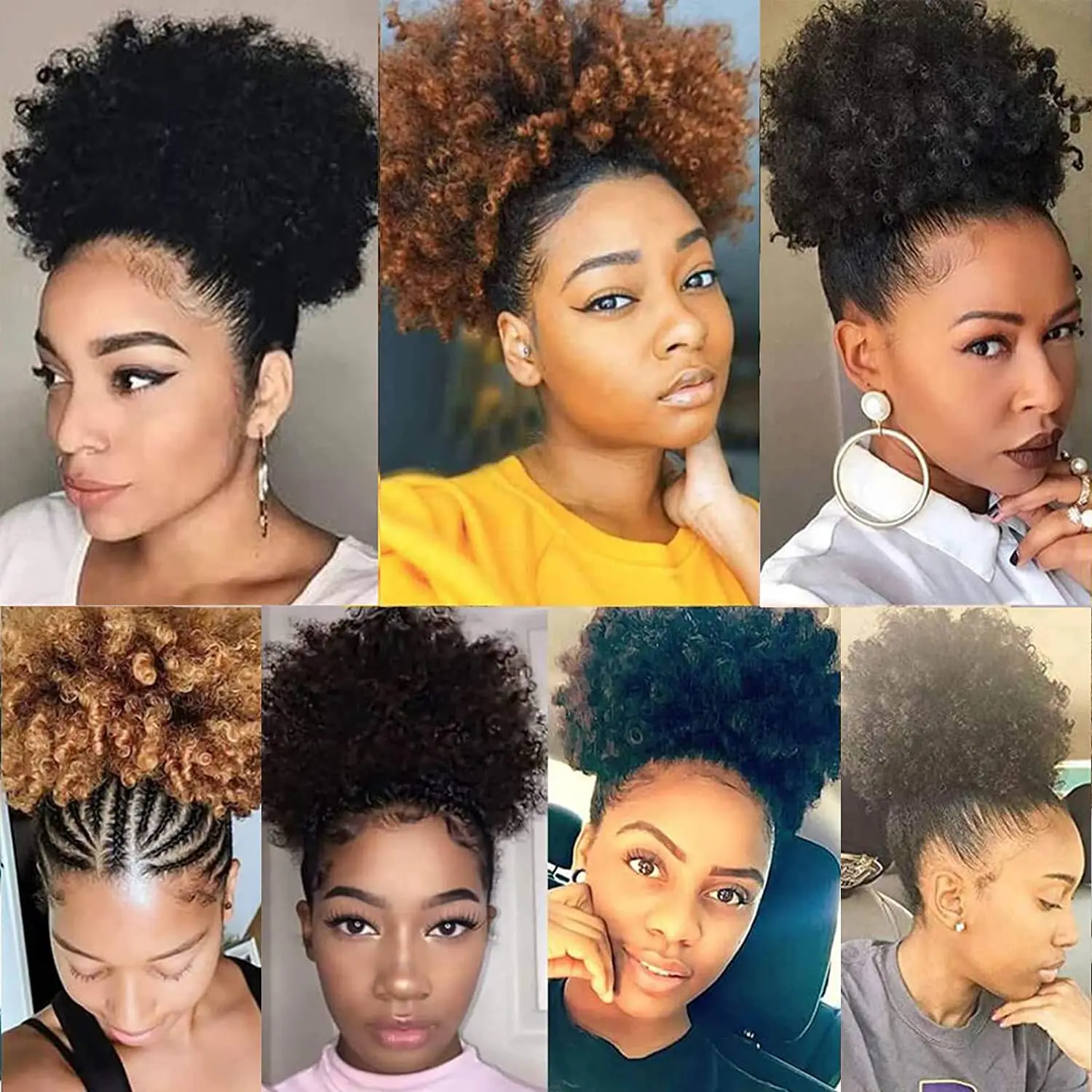 Afro Curly Ponytail Puff Chignon Wig Drawstring Ponytail Short Afro Kinky Pony Tail Clip In on African Synthetic Hair Bun Pieces images - 6