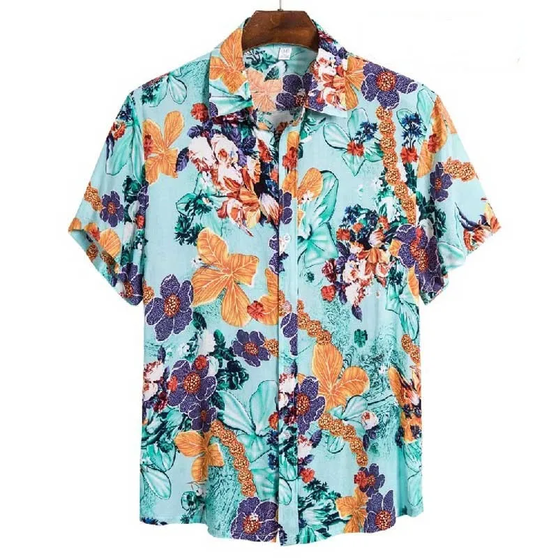 

Summer Men For Shirt Holiday Fashion Beach Dot Print Short Sleeve Tops 2023 Aloha Clothing Streetwear Mens Hawaiian Shirts 5XL
