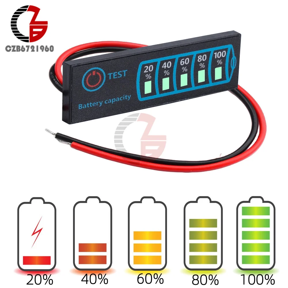 

DC Battery Level Indicator 3s 18650 Li-ion Lipo Lithium 5-30V Lead Acid Battery Level Indicator Tester LCD Display Voltage Meter