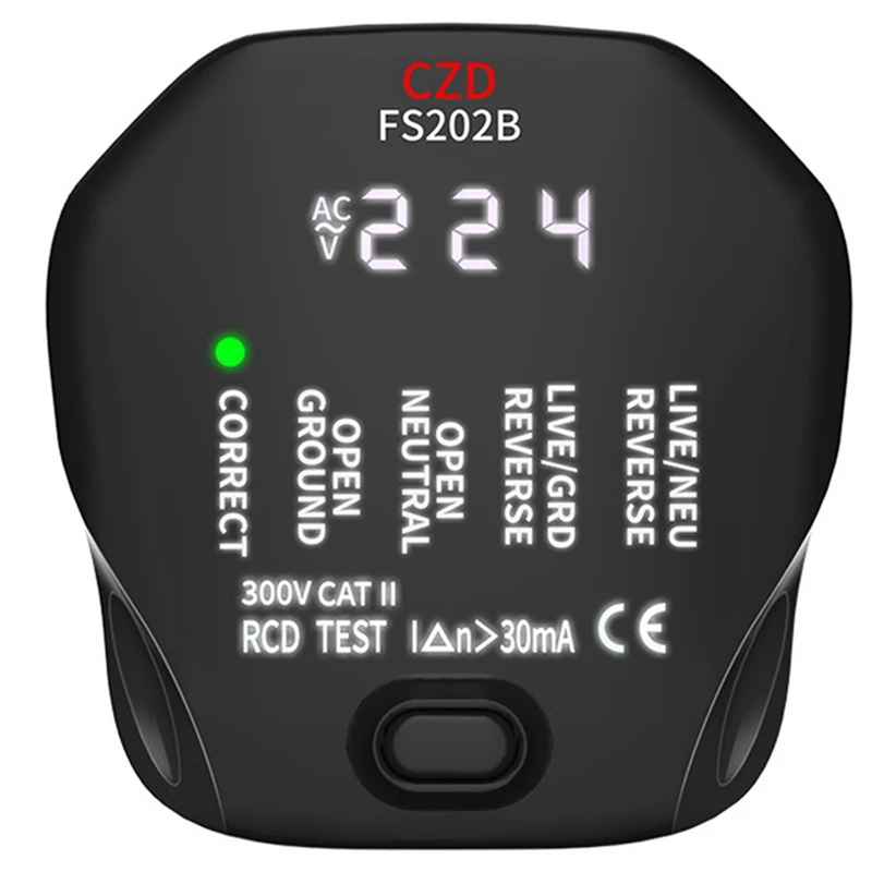 

Умный тестер с ЖК-дисплеем, измеритель цепи и фазы, с экраном, вилкой Стандарта ЕС